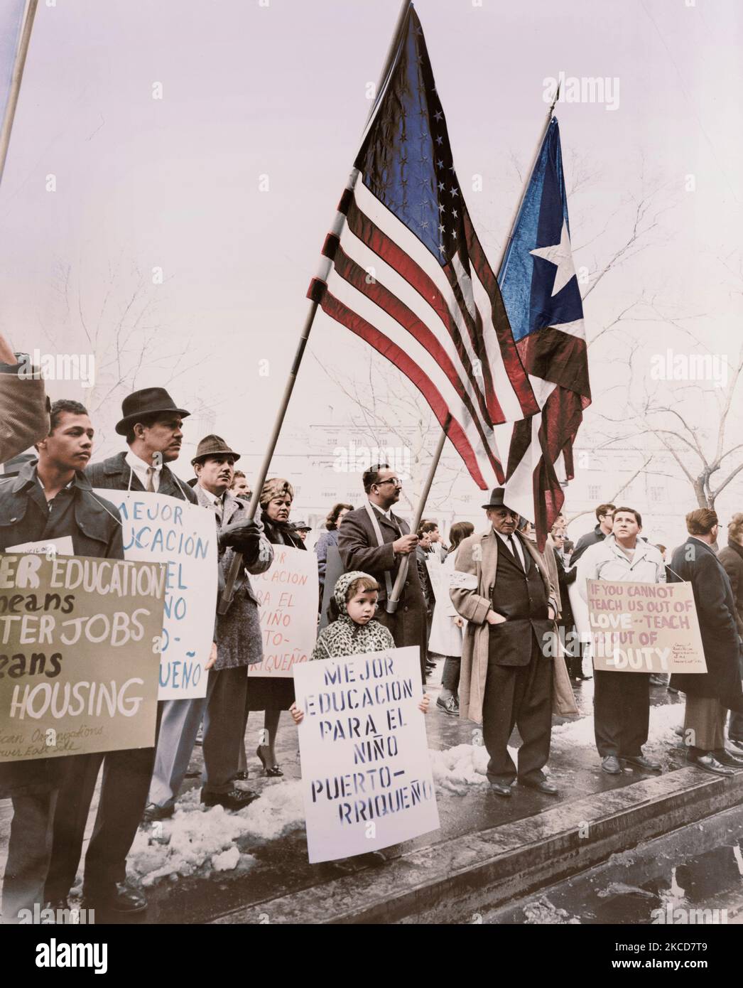 Portoricains montrent pour les droits civils, New York, 1967. Banque D'Images