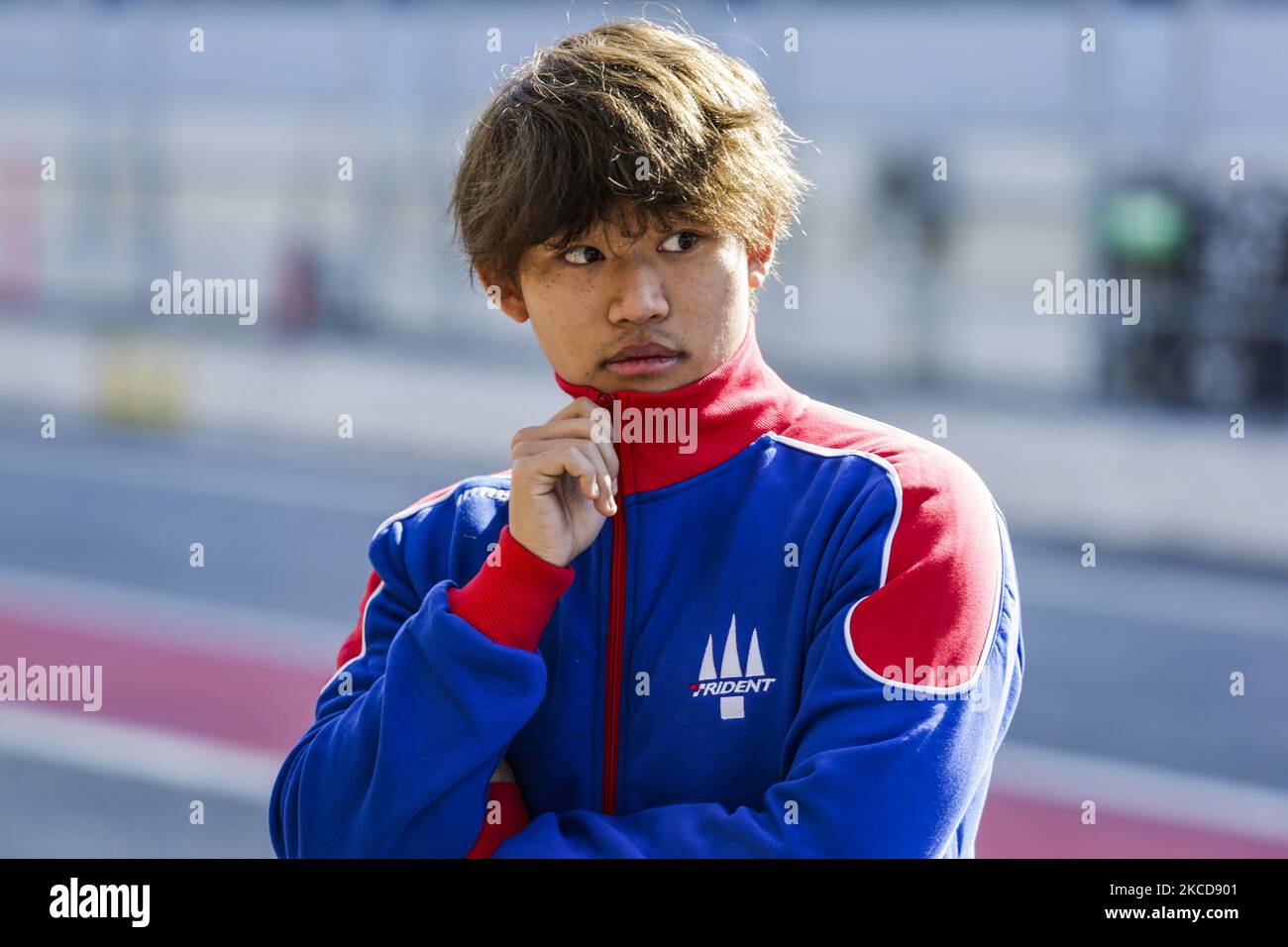 Marino Sato du Japon de Trident, portrait pendant le premier jour de la FIA Formule 2 essais au circuit de Barcelone - Catalunya sur 23 avril 2021 à Montmelo, Espagne. (Photo par Xavier Bonilla/NurPhoto) Banque D'Images