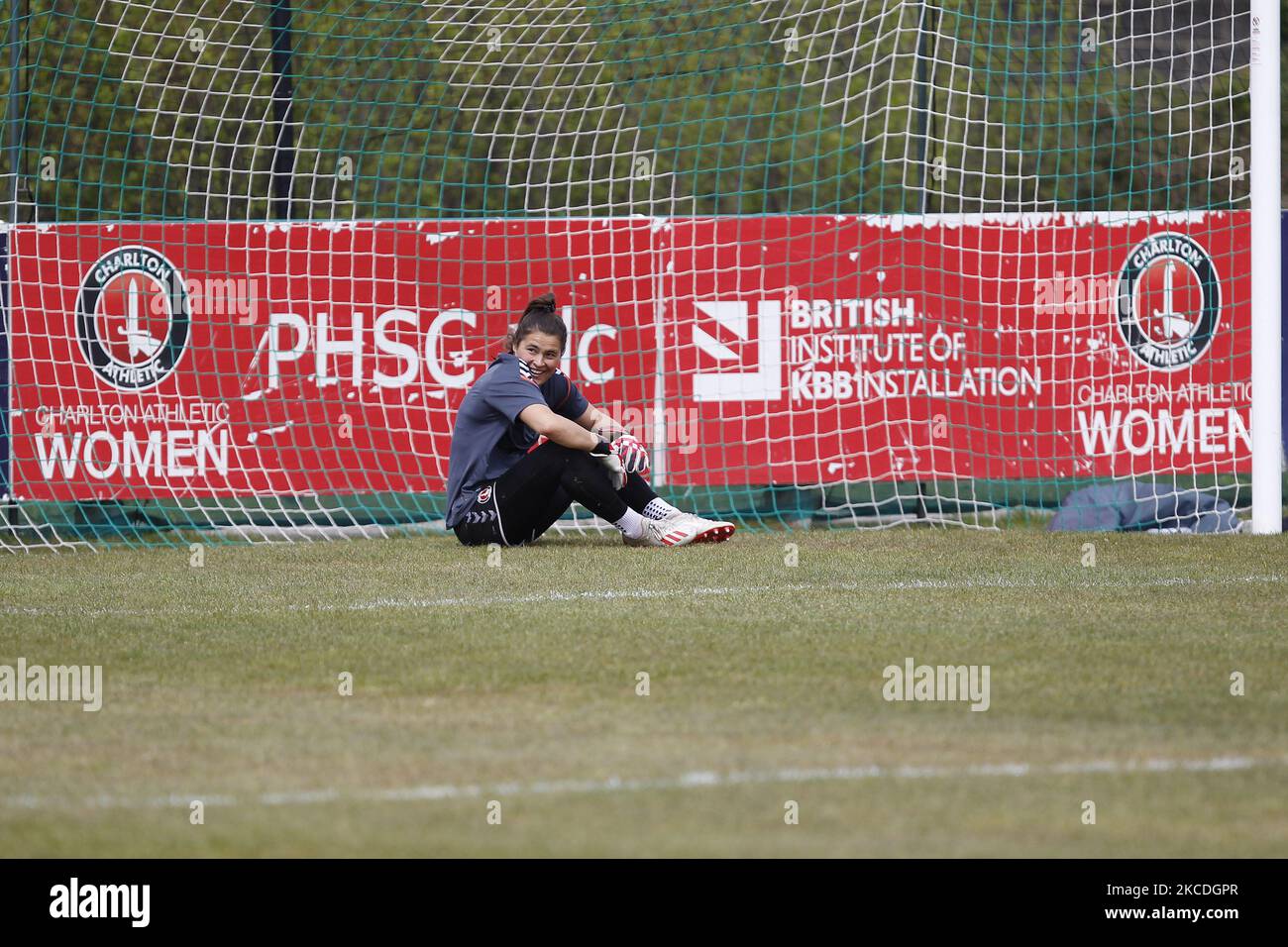 Eartha Cumings de Charlton Athletic Women pendant le championnat FA pour femmes entre Charlton Athletic Women et Durham Women au VCD Athletic FC, Dartford, Angleterre, le 25th avril 2021. (Photo par action Foto Sport/NurPhoto) Banque D'Images