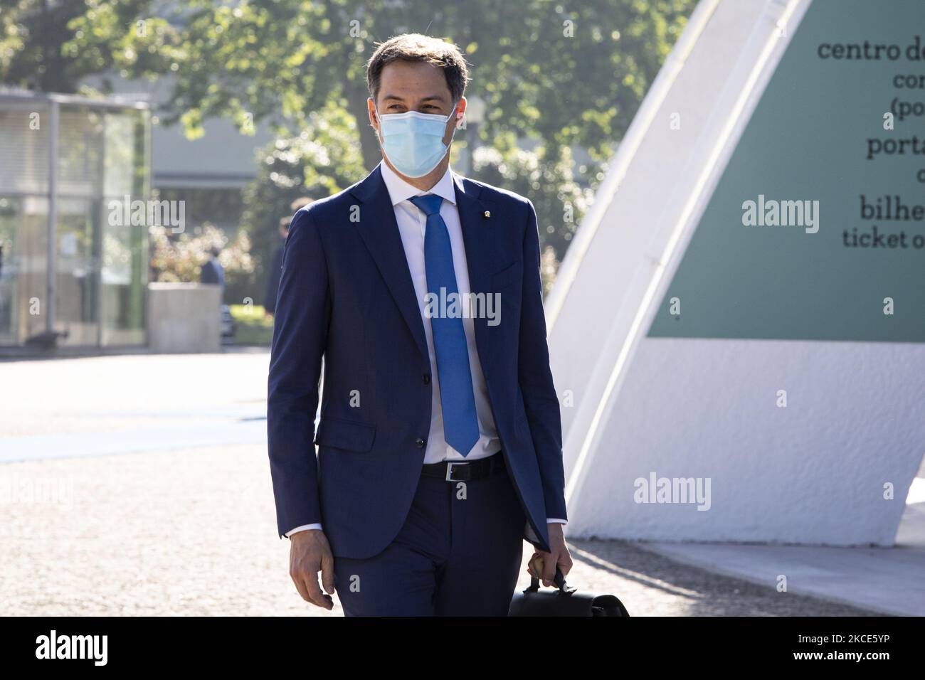 Arrivée du Premier ministre Alexander de Croo au Palais de Cristal, à 8 mai 2021, Porto, Portugal (photo de Rita Franca/NurPhoto) Banque D'Images