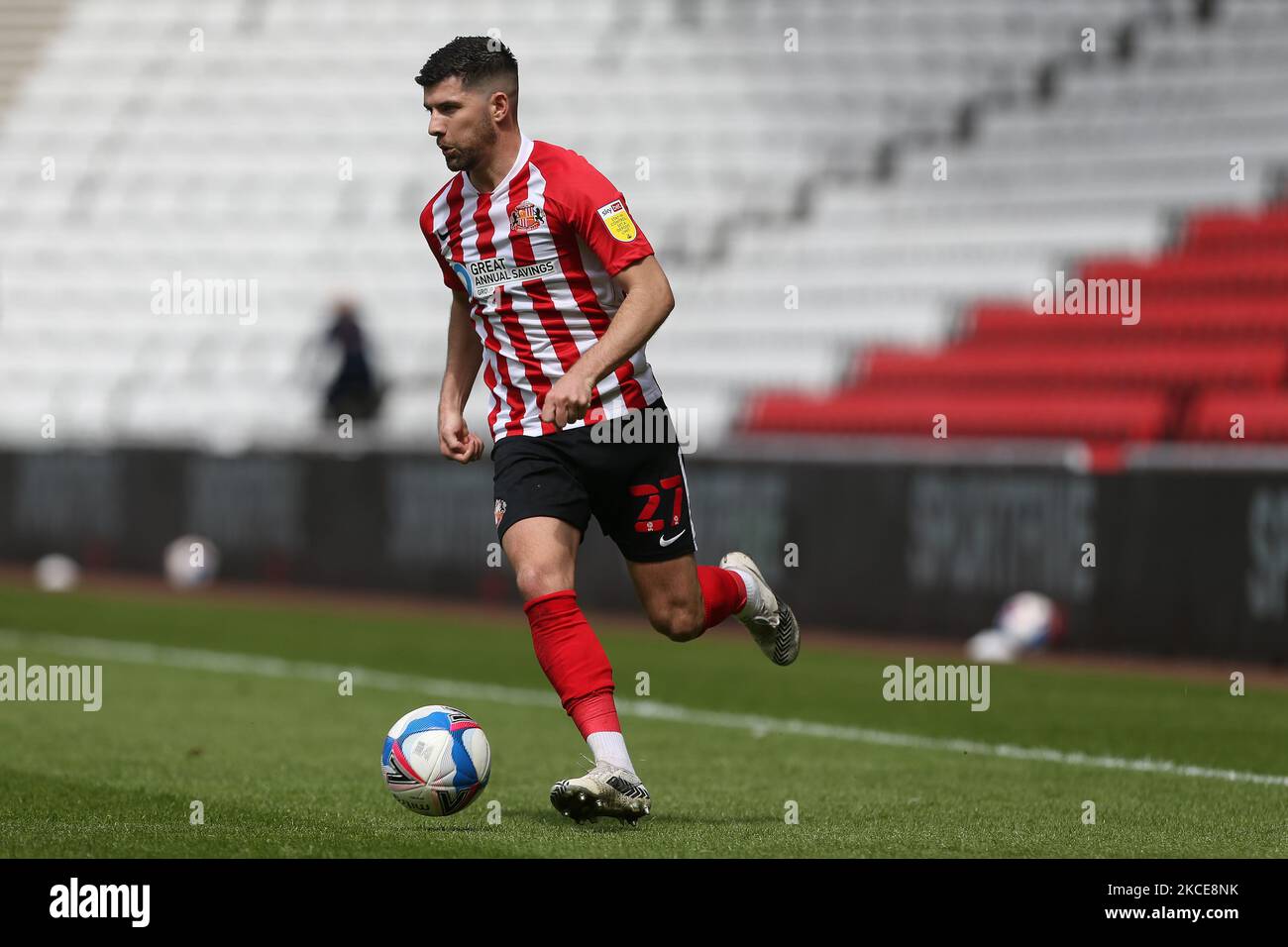 Jordan Jones de Sunderland lors du match de la Sky Bet League 1 entre Sunderland et Northampton Town au stade de Light, Sunderland, Royaume-Uni, le 9th mai 2021. (Photo de Mark Fletcher/MI News/NurPhoto) Banque D'Images