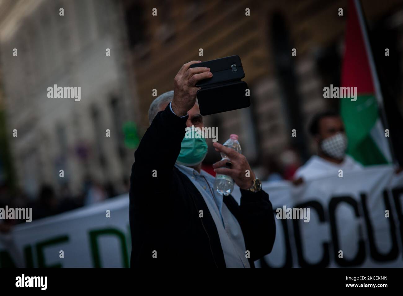 Manifestation en solidarité avec le peuple palestinien après l'escalade militaire en Israël et dans la bande de Gaza ces derniers jours sur 15 mai 2021 à Rome (Italie) (photo d'Andrea Ronchini/NurPhoto) Banque D'Images