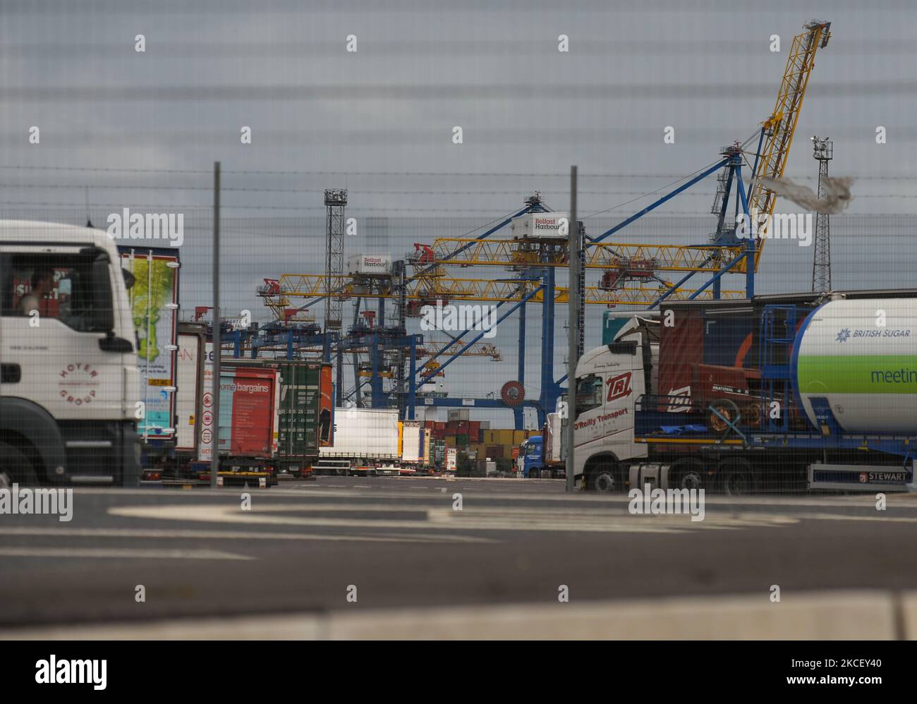 Vue générale du terminal des conteneurs du port de Belfast. Mercredi, 19 mai 2021, à Bangor, comté en bas, Irlande du Nord (photo par Artur Widak/NurPhoto) Banque D'Images