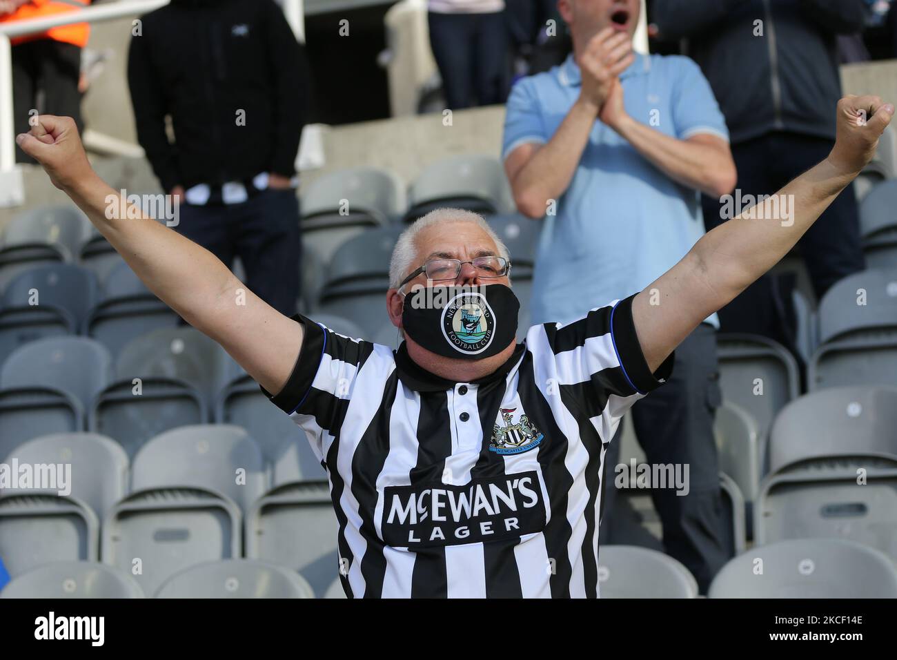 Les fans de Newcastle United reviennent pour la première fois depuis février 2020, le match de la Premier League entre Newcastle United et Sheffield United à St. James's Park, Newcastle, le mercredi 19th mai 2021. (Photo de Mark Fletcher/MI News/NurPhoto) Banque D'Images