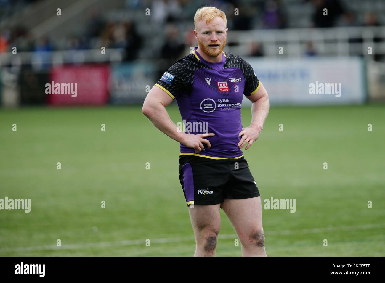 Liam McAvoy, de Newcastle Thunder, regarde pendant le match DE championnat BETFRED entre Newcastle Thunder et Halifax Panthers à Kingston Park, Newcastle, le dimanche 23rd mai 2021. (Photo de Chris Lishman/MI News/NurPhoto) Banque D'Images