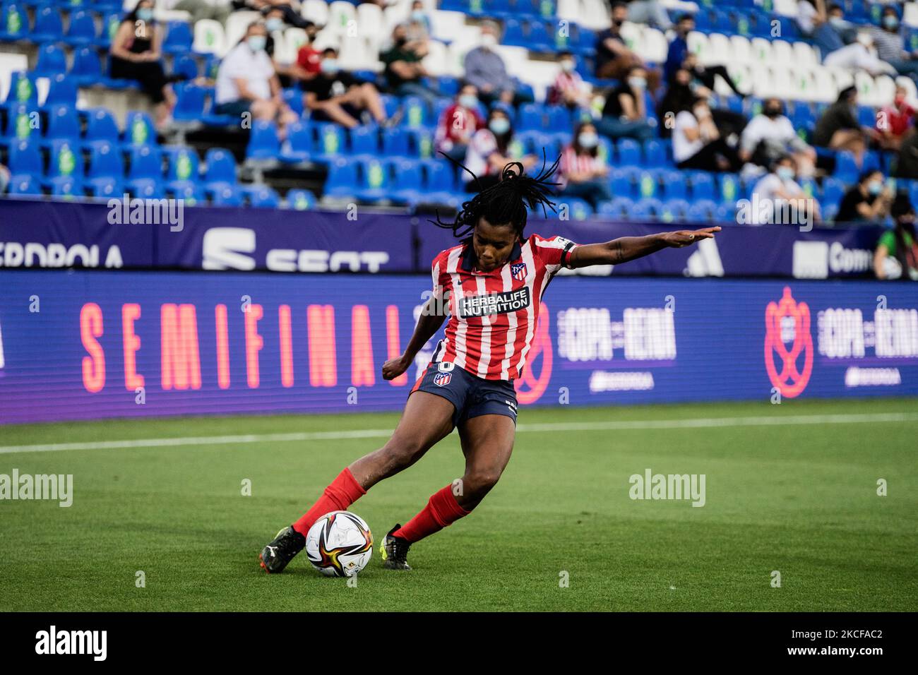 Ludmila d'AT. Madrid en action pendant la coupe de la Femme espagnole, Copa de la Reina, demi finale de football a joué entre à. Madrid et Levante UD à l'Estadio Municipal Butarque Stadium sur 27 mai 2021 à Leganes, Espagne. (Photo de Jon Imanol Reino/NurPhoto) Banque D'Images