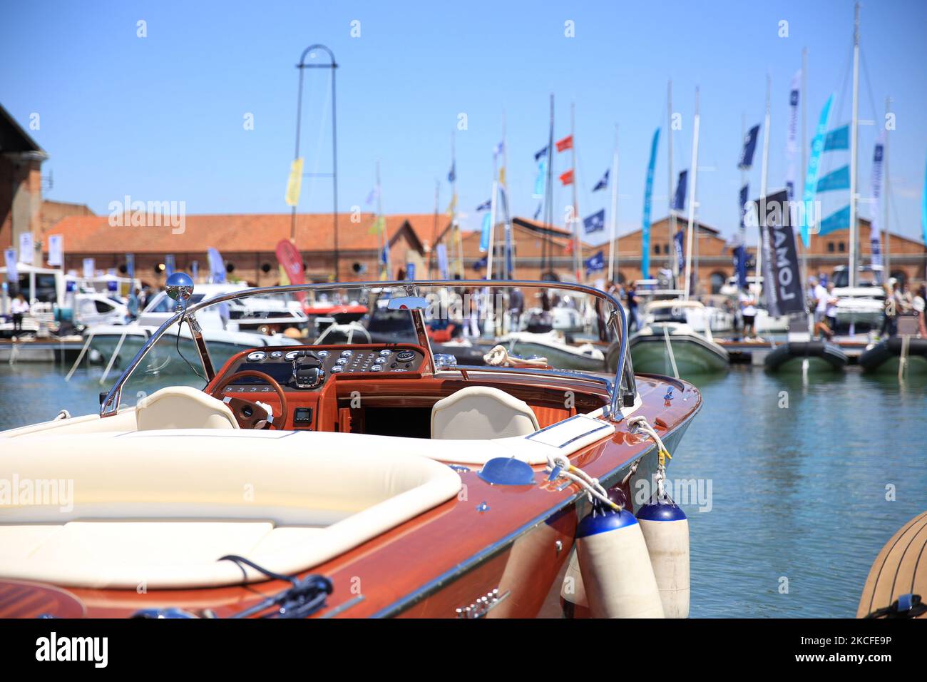 Vue générale du salon nautique de Venise à Arsenale lors de l'édition 2021 sur 29 mai 2021 à Venise, Italie. (Photo par Marco Serena/NurPhoto) Banque D'Images