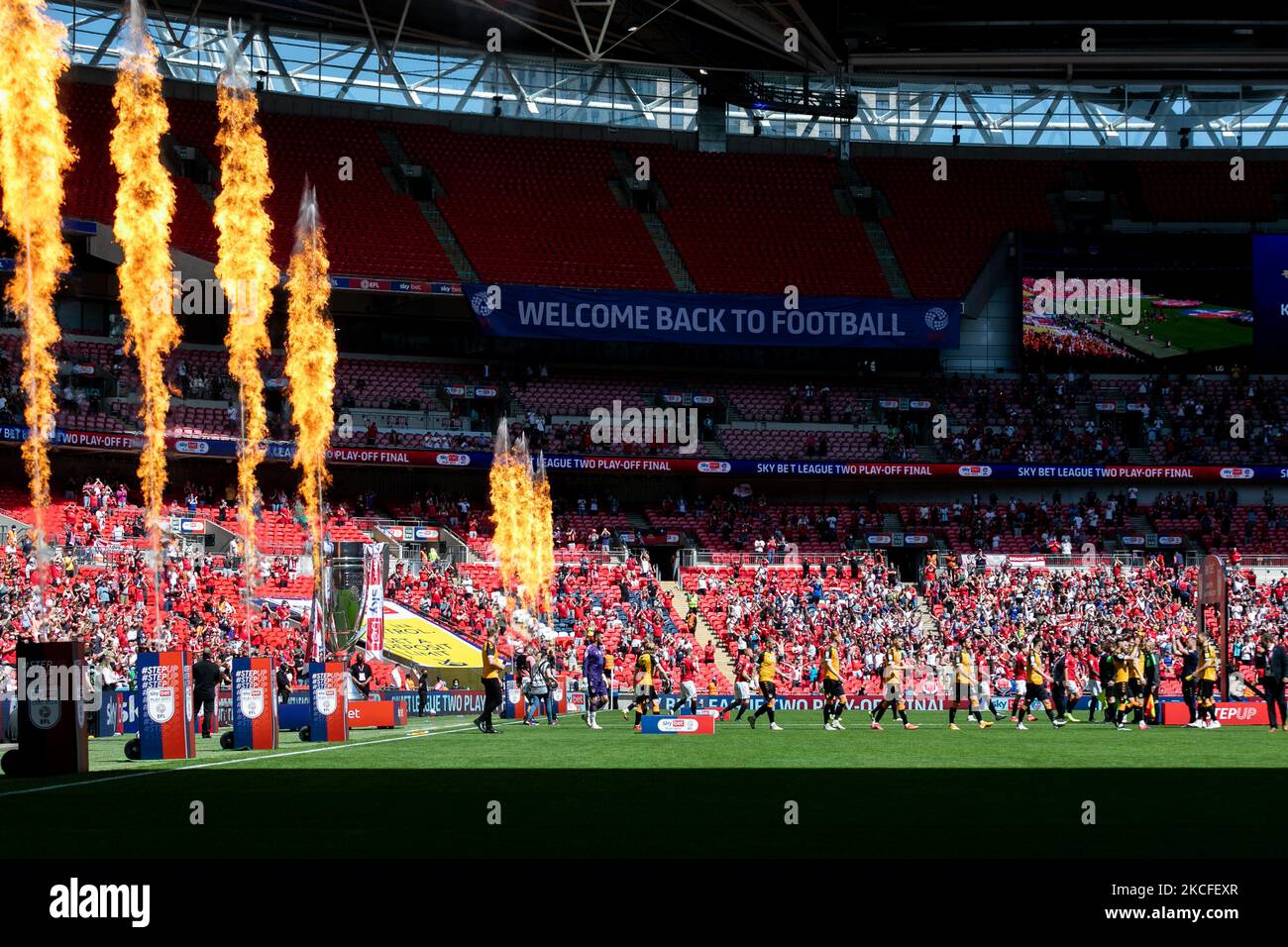 Une vue générale de l'intérieur du stade est vue avant le match Sky Bet League 2 entre Morecambe et le comté de Newport au stade Wembley, Londres, le lundi 31st mai 2021. (Photo de Juan Gasparini/MI News/NurPhoto) Banque D'Images