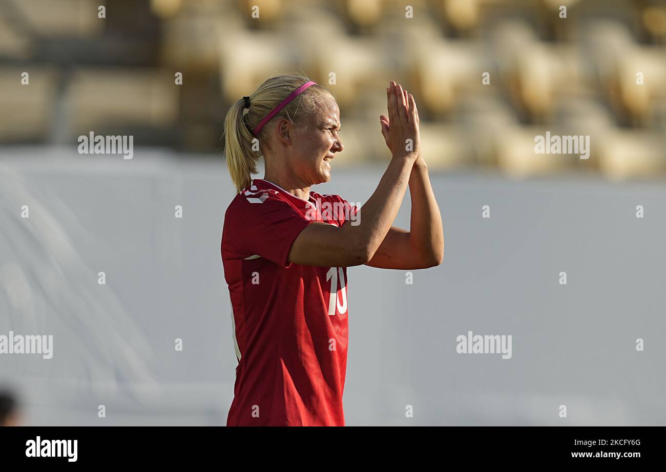 La Pernille du Danemark encore plus dure lors du match amical entre le Danemark et l’Australie au stade Horsens, à Horsens, au Danemark, sur 10 juin 2021. (Photo par Ulrik Pedersen/NurPhoto) Banque D'Images