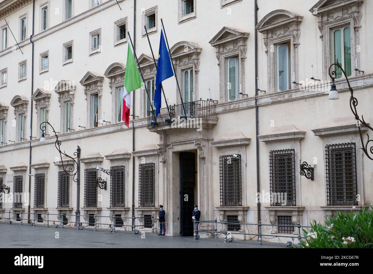 Une vue sur le Palazzo Chigi à Rome, en Italie, sur 16 juin 2021. Palazzo Chigi est le siège du gouvernement italien. (Photo par Lorenzo Di Cola/NurPhoto) Banque D'Images