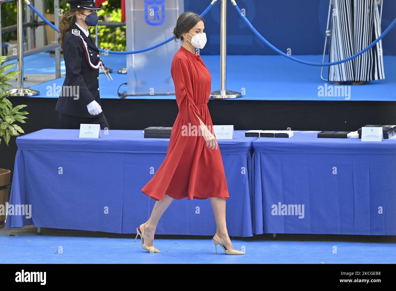 La reine Letizia d'Espagne assiste à l'acte de commémoration de la police municipale, au parc du Retiro, à 24 juin 2021, à Madrid, en Espagne. La reine Letizia préside cet événement à l'anniversaire de 50th de l'incorporation des femmes à cet organisme municipal. (Photo par Oscar Gonzalez/NurPhoto) Banque D'Images