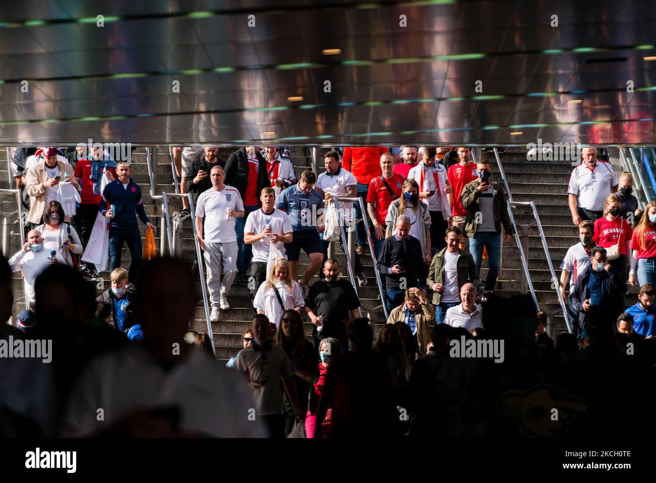 A View of Wembley Stadium à Londres, Grande-Bretagne, 7 juillet 2021. L'Angleterre a atteint les demi-finales du Championnat d'Europe de football de l'UEFA 2020 dans l'espoir de faire la finale pour la première fois dans l'histoire de la compétition. (Photo de Maciek Musialek/NurPhoto) Banque D'Images