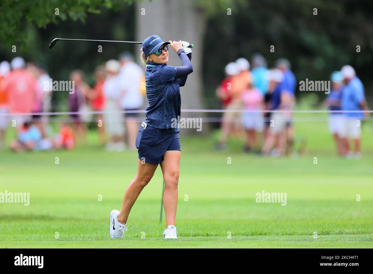 Sarah Kemp, de Sydney, en Australie, a participé au fairway de 7th au cours de la troisième partie du tournoi de golf Marathon LPGA Classic au Highland Meadows Golf Club de Sylvania, Ohio, États-Unis Samedi, 10 juillet 2021. (Photo par Amy Lemus/NurPhoto) Banque D'Images