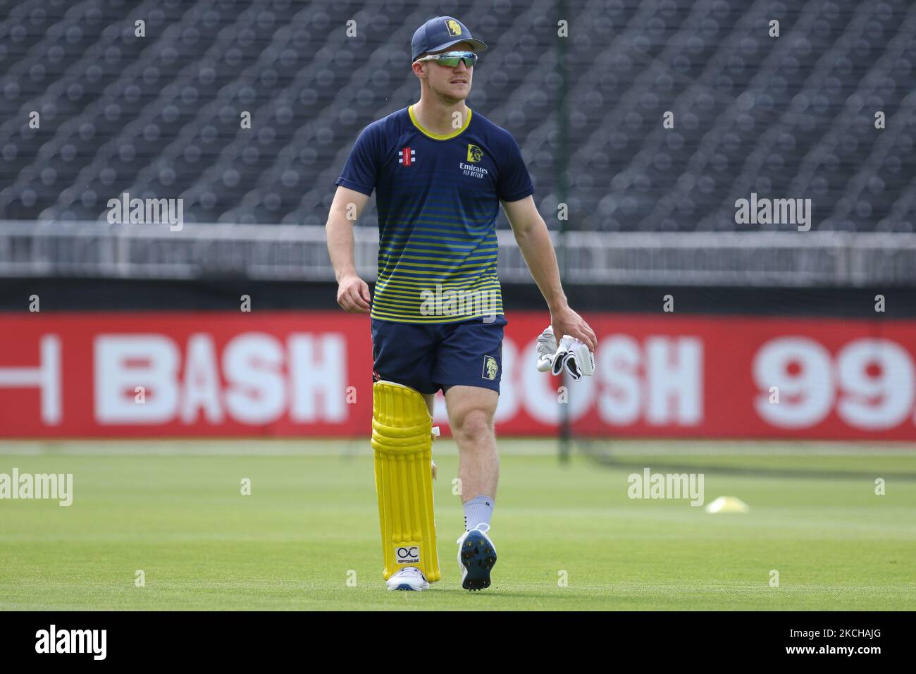 Liam Trevaskis de Durham vu avant le match de Blast T20 de Vitality entre le Lancashire et le Durham County Cricket Club à Old Trafford, Manchester, le vendredi 16th juillet 2021. (Photo de will Matthews/MI News/NurPhoto) Banque D'Images