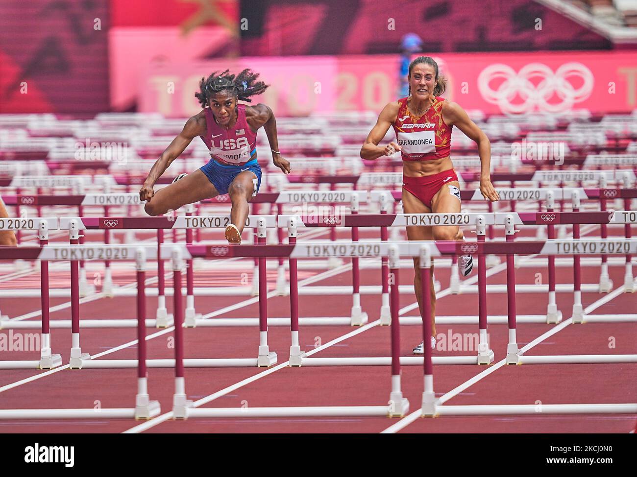 Christina Clemons des Etats-Unis pendant 100 mètres haies pour les femmes aux Jeux Olympiques de Tokyo, au stade olympique de Tokyo, Tokyo, Japon sur 31 juillet 2021. (Photo par Ulrik Pedersen/NurPhoto) Banque D'Images