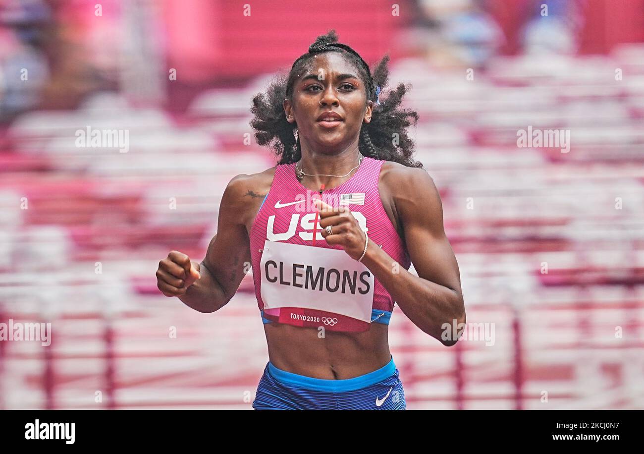 Christina Clemons des Etats-Unis pendant 100 mètres haies pour les femmes aux Jeux Olympiques de Tokyo, au stade olympique de Tokyo, Tokyo, Japon sur 31 juillet 2021. (Photo par Ulrik Pedersen/NurPhoto) Banque D'Images