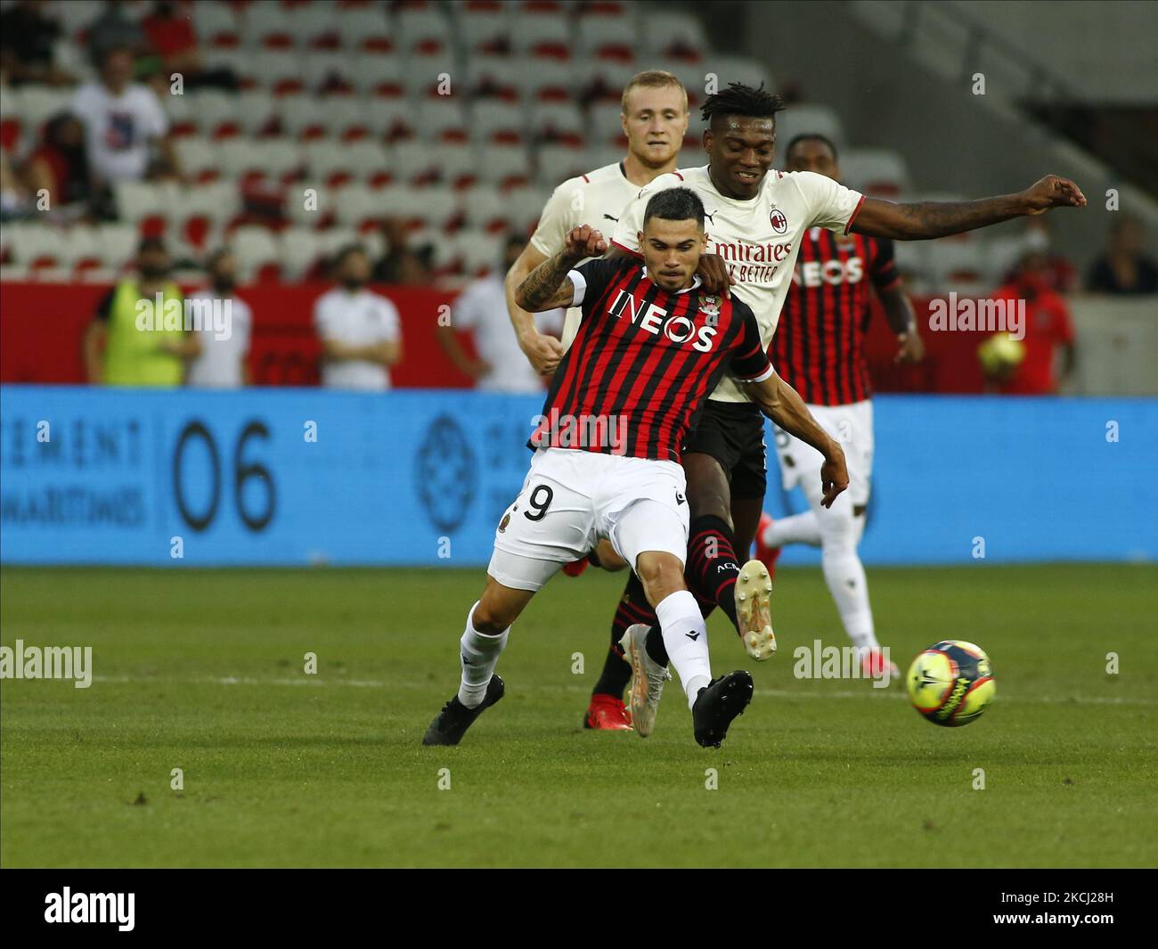 Lucas Da Cunha lors d'un match amical entre Nice et Milan à Nice, sur 31 juillet 2021. (Photo de Loris Roselli/NurPhoto) Banque D'Images