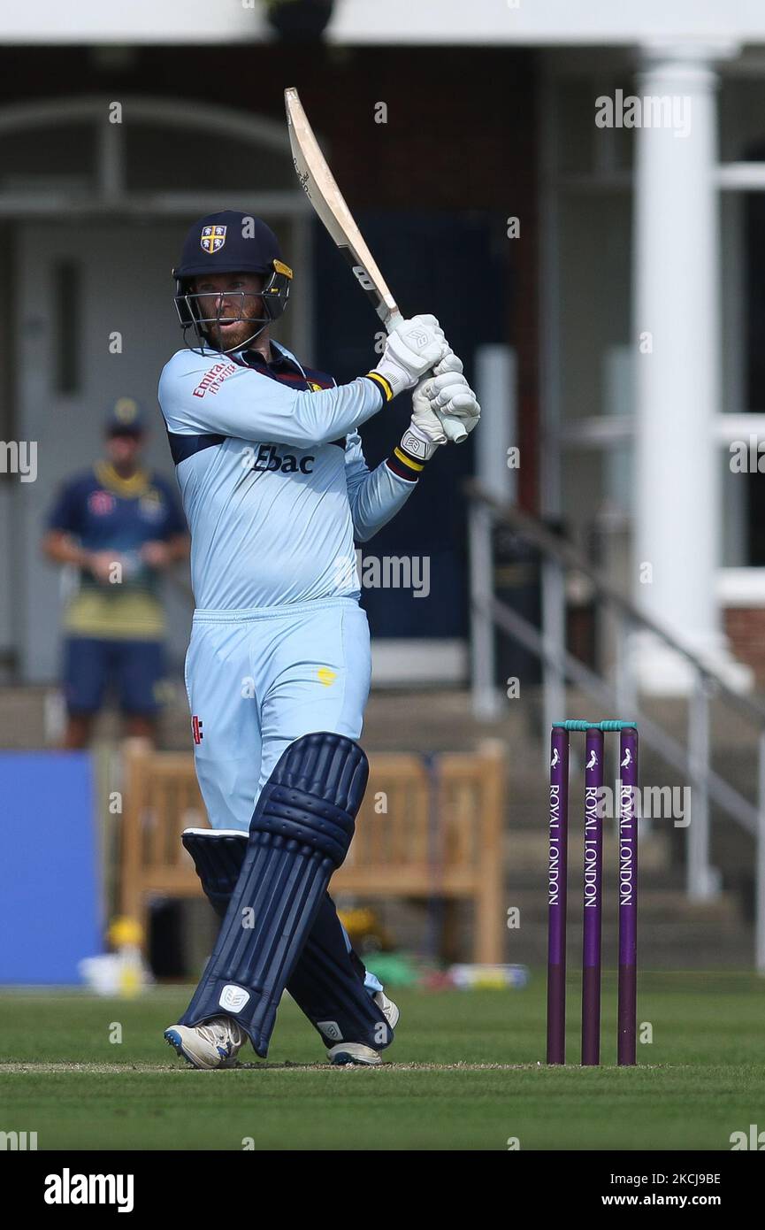 Graham Clark, de Durham chauves-souris, lors du match de la Royal London One Day Cup entre le Durham County Cricket Club et le Lancashire à Roseworth Terrace, Newcastle upon Tyne, le jeudi 5th août 2021. (Photo de will Matthews/MI News/NurPhoto) Banque D'Images