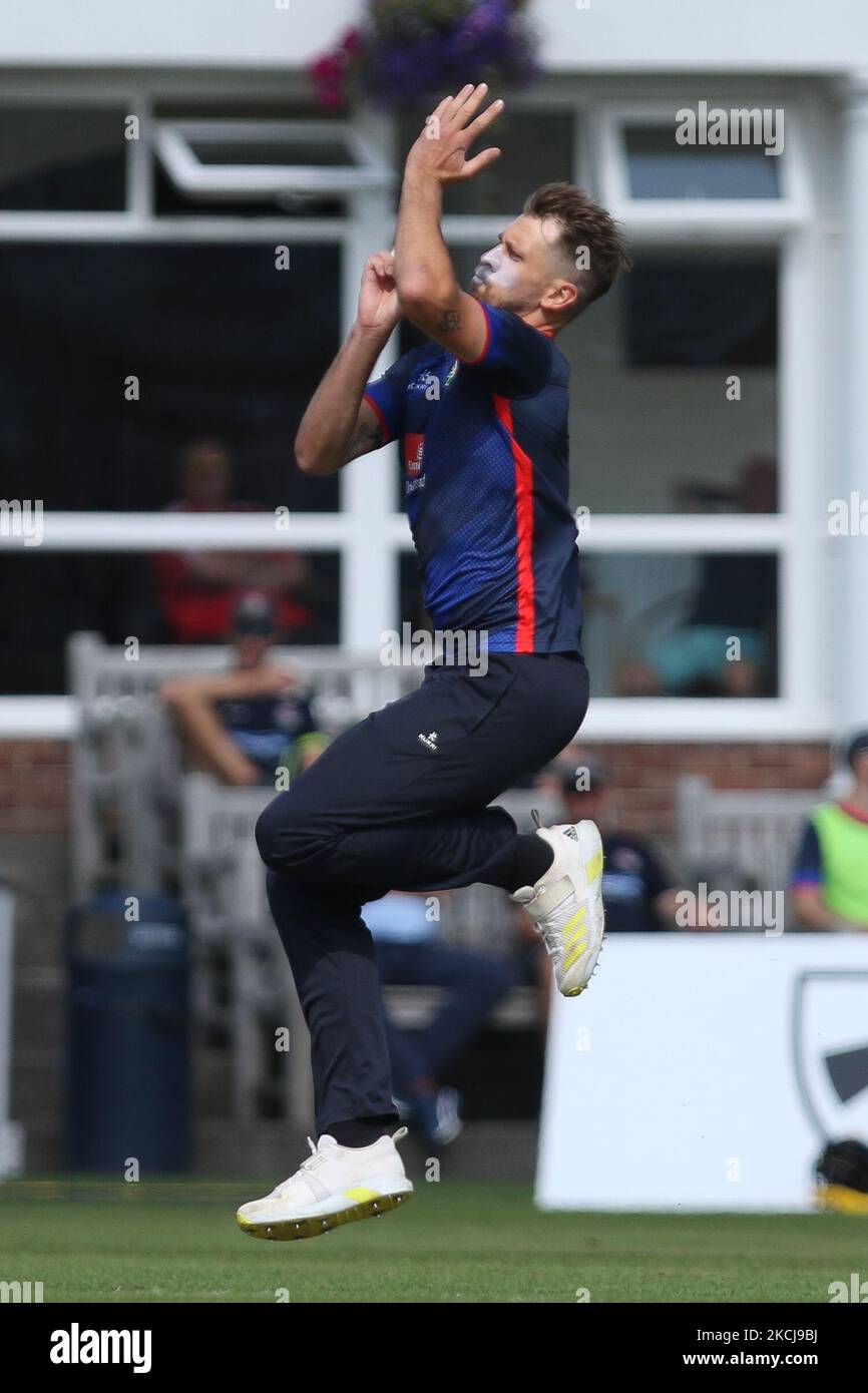 Tom Bailey de Lancashire Bowls lors du match de la Royal London One Day Cup entre le Durham County Cricket Club et le Lancashire à Roseworth Terrace, Newcastle upon Tyne, le jeudi 5th août 2021. (Photo de will Matthews/MI News/NurPhoto) Banque D'Images