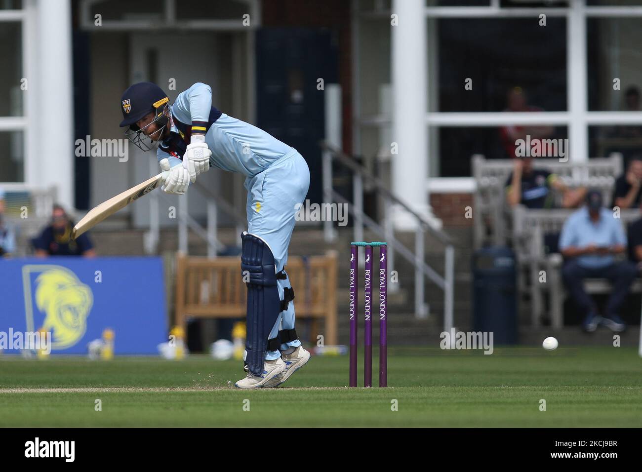 Graham Clark, de Durham chauves-souris, lors du match de la Royal London One Day Cup entre le Durham County Cricket Club et le Lancashire à Roseworth Terrace, Newcastle upon Tyne, le jeudi 5th août 2021. (Photo de will Matthews/MI News/NurPhoto) Banque D'Images