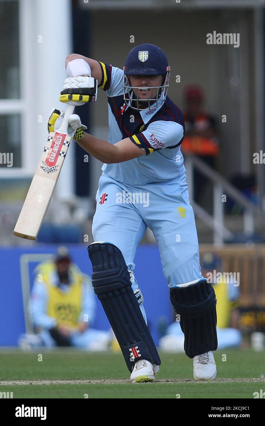 Alex Lees, de Durham chauves-souris, lors du match de la Royal London One Day Cup entre le Durham County Cricket Club et le Lancashire à Roseworth Terrace, Newcastle upon Tyne, le jeudi 5th août 2021. (Photo de will Matthews/MI News/NurPhoto) Banque D'Images