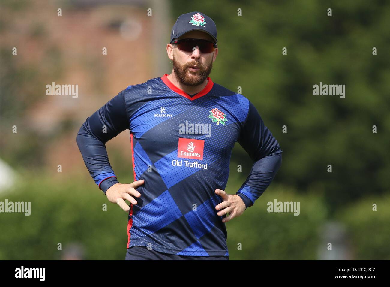 Steven Croft, du Lancashire, vu lors du match de la Royal London One Day Cup entre le Durham County Cricket Club et le Lancashire à Roseworth Terrace, Newcastle upon Tyne, le jeudi 5th août 2021. (Photo de will Matthews/MI News/NurPhoto) Banque D'Images
