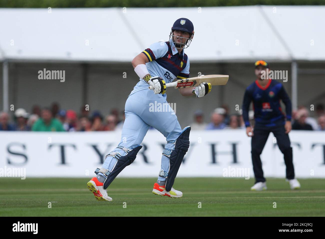 Alex Lees, de Durham chauves-souris, lors du match de la Royal London One Day Cup entre le Durham County Cricket Club et le Lancashire à Roseworth Terrace, Newcastle upon Tyne, le jeudi 5th août 2021. (Photo de will Matthews/MI News/NurPhoto) Banque D'Images
