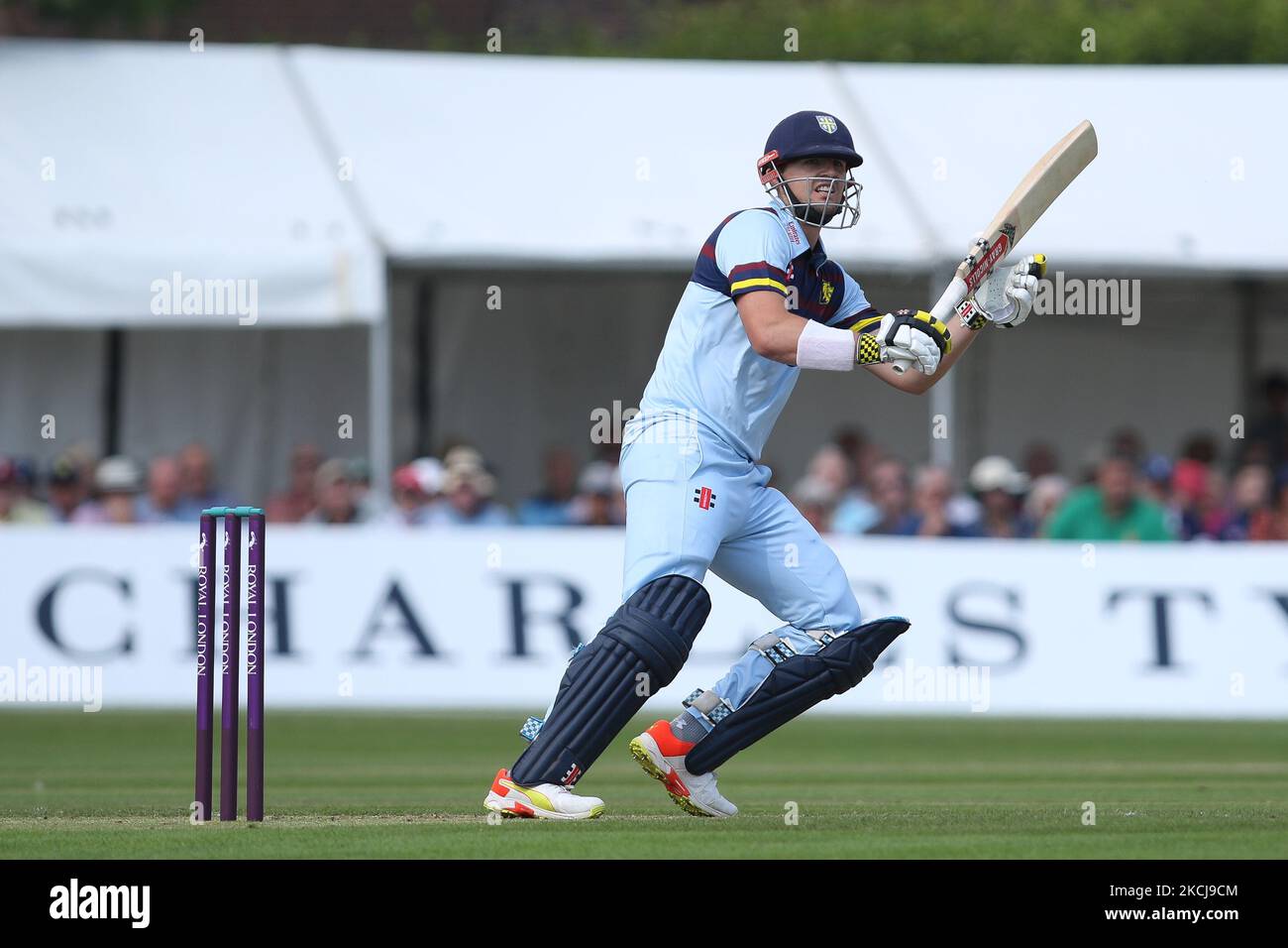 Alex Lees, de Durham chauves-souris, lors du match de la Royal London One Day Cup entre le Durham County Cricket Club et le Lancashire à Roseworth Terrace, Newcastle upon Tyne, le jeudi 5th août 2021. (Photo de will Matthews/MI News/NurPhoto) Banque D'Images
