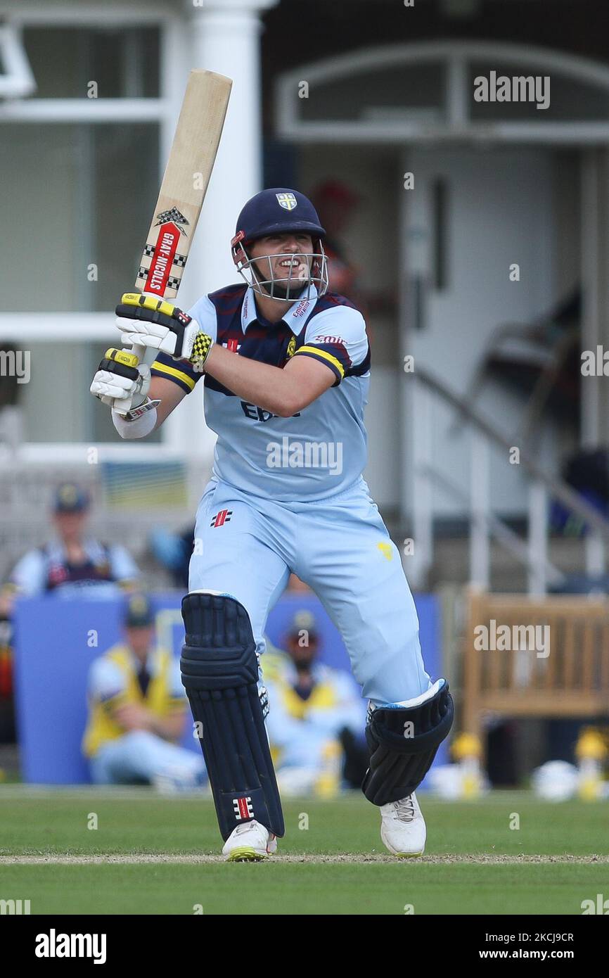 Alex Lees, de Durham chauves-souris, lors du match de la Royal London One Day Cup entre le Durham County Cricket Club et le Lancashire à Roseworth Terrace, Newcastle upon Tyne, le jeudi 5th août 2021. (Photo de will Matthews/MI News/NurPhoto) Banque D'Images