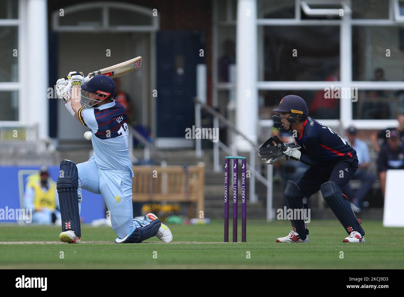Alex Lees, de Durham chauves-souris, lors du match de la Royal London One Day Cup entre le Durham County Cricket Club et le Lancashire à Roseworth Terrace, Newcastle upon Tyne, le jeudi 5th août 2021. (Photo de will Matthews/MI News/NurPhoto) Banque D'Images