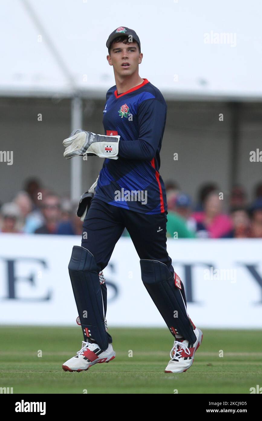 George Lavelle du Lancashire vu lors du match de la coupe d'une journée du Royal London entre le Durham County Cricket Club et le Lancashire à Roseworth Terrace, Newcastle upon Tyne, le jeudi 5th août 2021. (Photo de will Matthews/MI News/NurPhoto) Banque D'Images