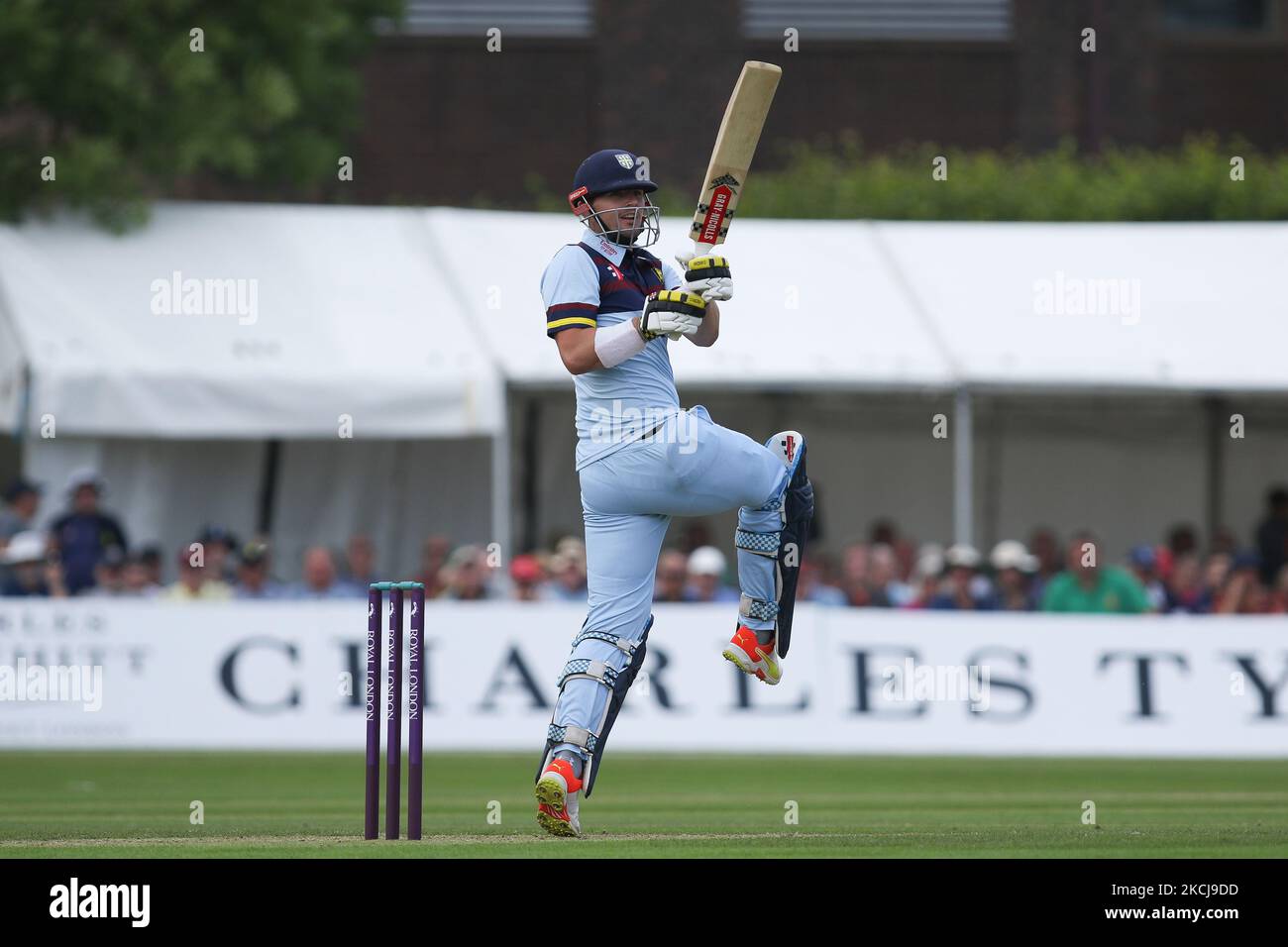 Alex Lees, de Durham chauves-souris, lors du match de la Royal London One Day Cup entre le Durham County Cricket Club et le Lancashire à Roseworth Terrace, Newcastle upon Tyne, le jeudi 5th août 2021. (Photo de will Matthews/MI News/NurPhoto) Banque D'Images