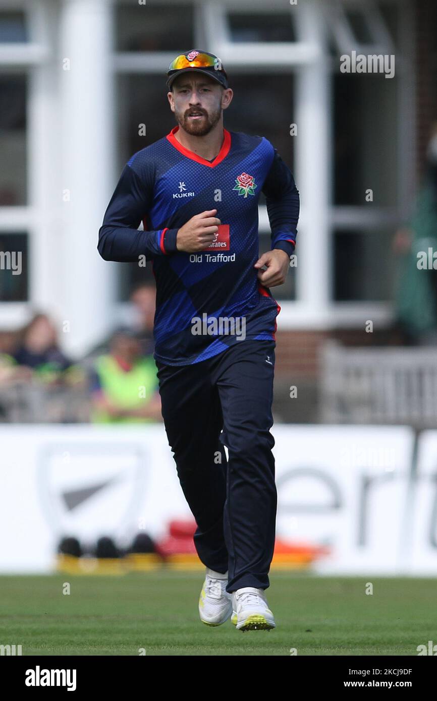 Josh Bohannon du Lancashire vu lors du match de la coupe d'une journée du Royal London entre le Durham County Cricket Club et le Lancashire à Roseworth Terrace, Newcastle upon Tyne, le jeudi 5th août 2021. (Photo de will Matthews/MI News/NurPhoto) Banque D'Images