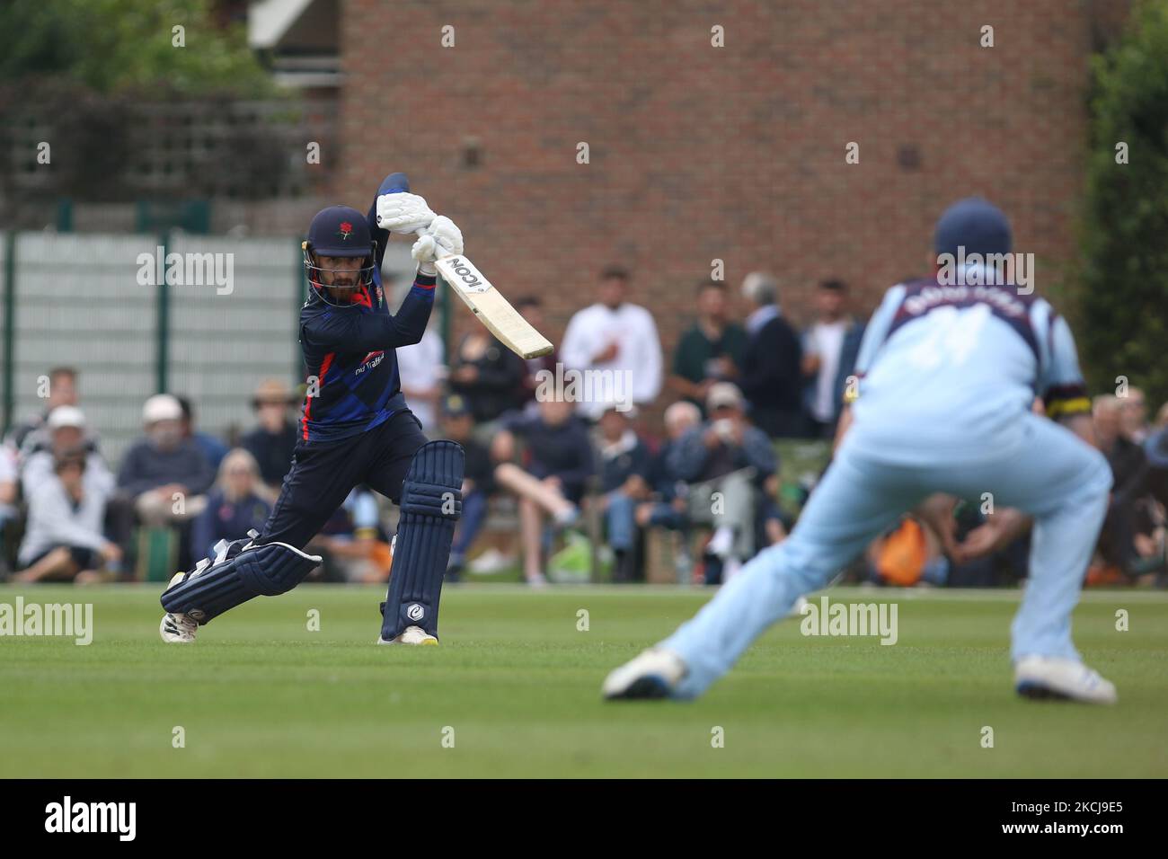 Josh Bohannon des chauves-souris du Lancashire lors du match de la Royal London One Day Cup entre le Durham County Cricket Club et le Lancashire à Roseworth Terrace, Newcastle upon Tyne, le jeudi 5th août 2021. (Photo de will Matthews/MI News/NurPhoto) Banque D'Images