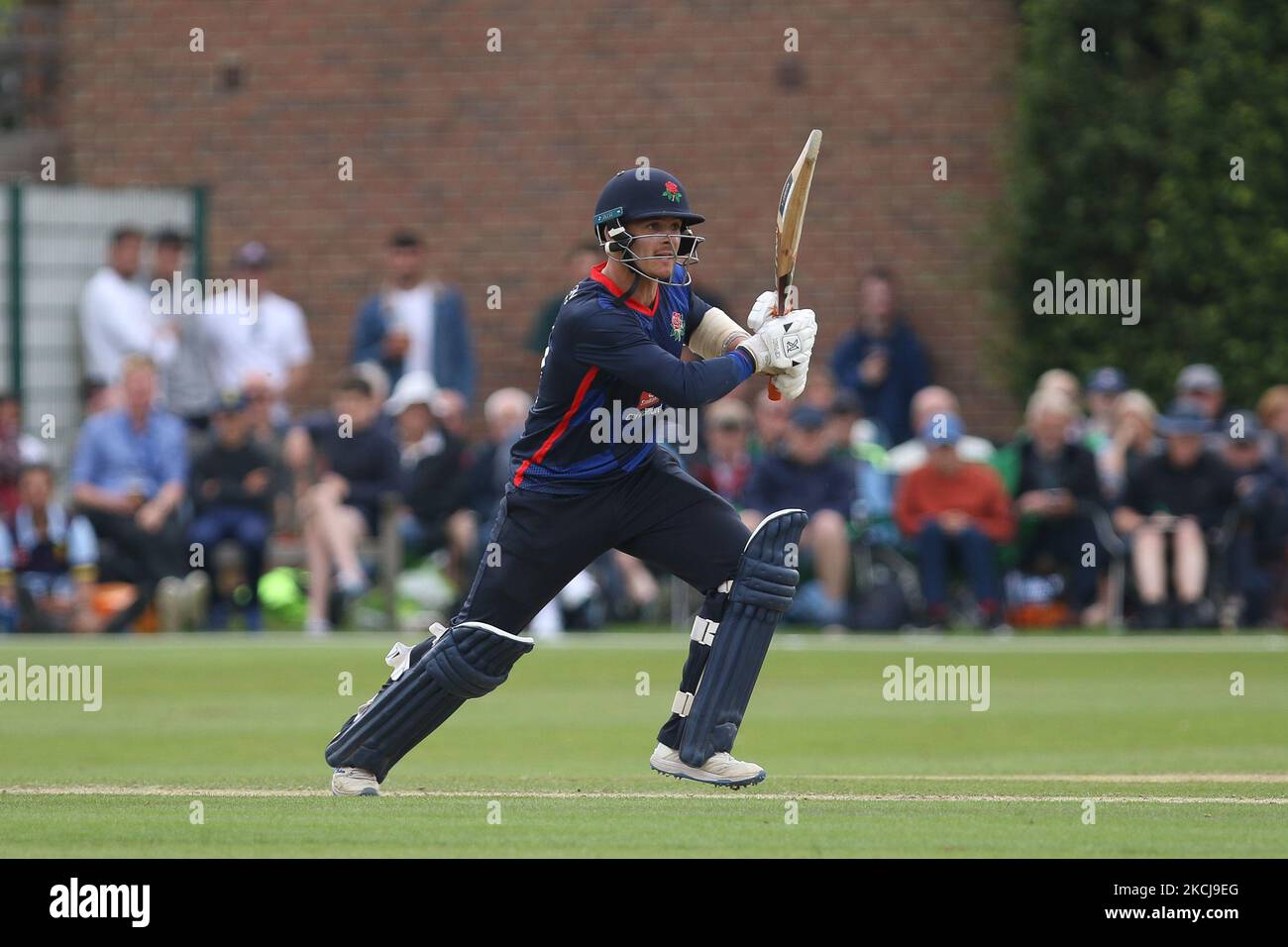 Rob Jones de Lancashire chauves-souris lors du match de la Royal London One Day Cup entre le Durham County Cricket Club et le Lancashire à Roseworth Terrace, Newcastle upon Tyne, le jeudi 5th août 2021. (Photo de will Matthews/MI News/NurPhoto) Banque D'Images