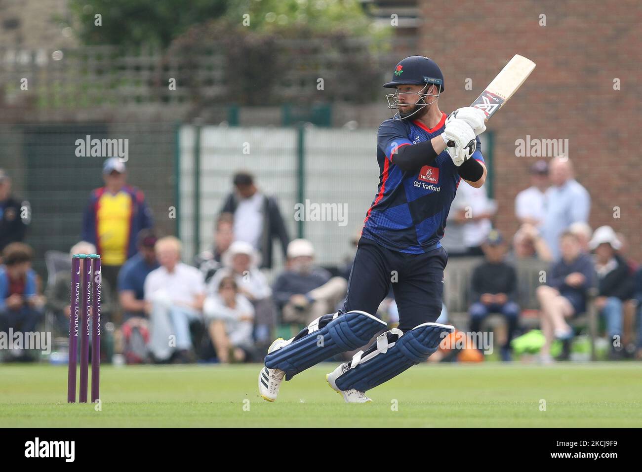 Steven Croft de Lancashire chauves-souris lors du match de la Royal London One Day Cup entre le Durham County Cricket Club et le Lancashire à Roseworth Terrace, Newcastle upon Tyne, le jeudi 5th août 2021. (Photo de will Matthews/MI News/NurPhoto) Banque D'Images