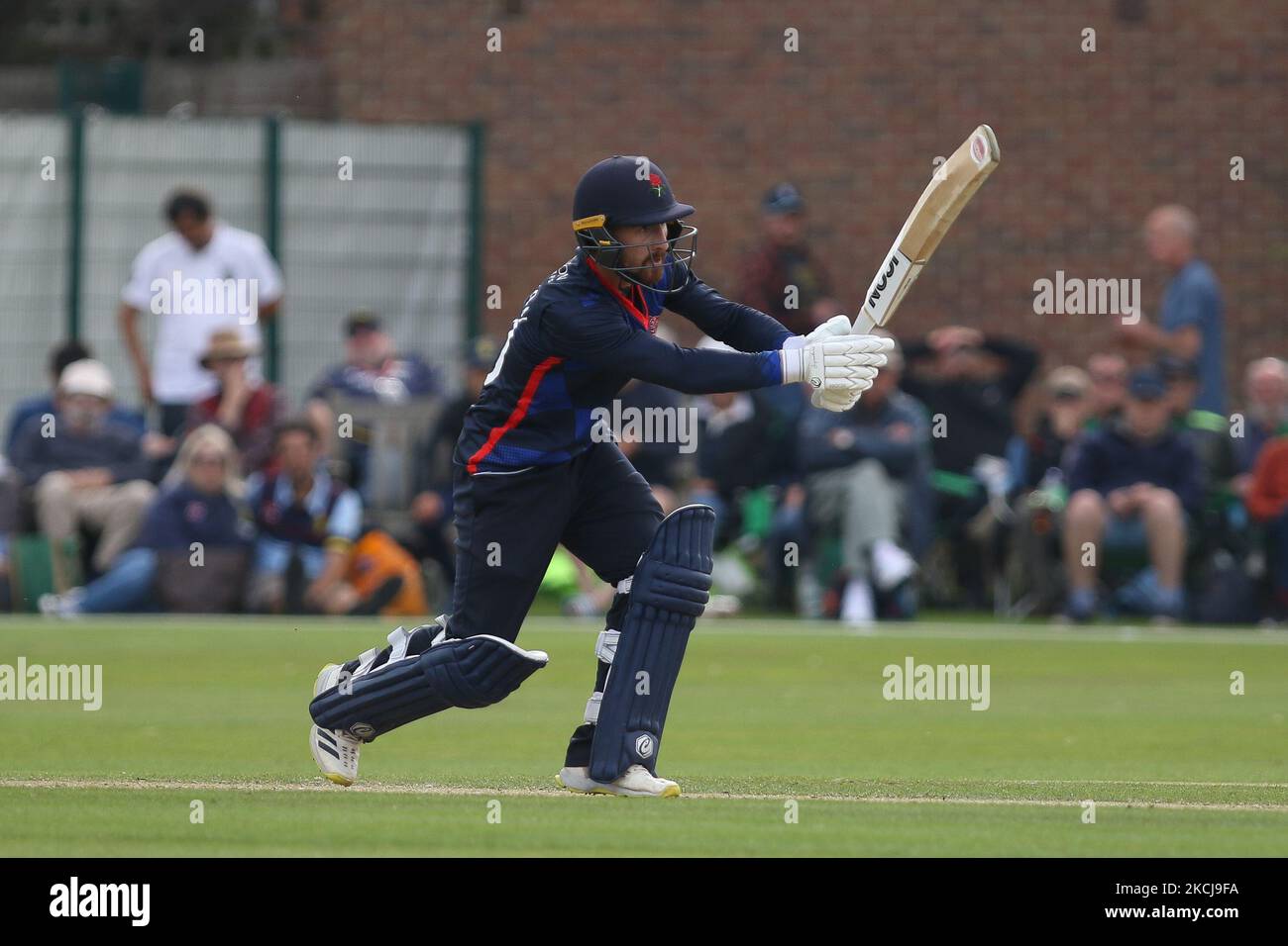 Josh Bohannon des chauves-souris du Lancashire lors du match de la Royal London One Day Cup entre le Durham County Cricket Club et le Lancashire à Roseworth Terrace, Newcastle upon Tyne, le jeudi 5th août 2021. (Photo de will Matthews/MI News/NurPhoto) Banque D'Images