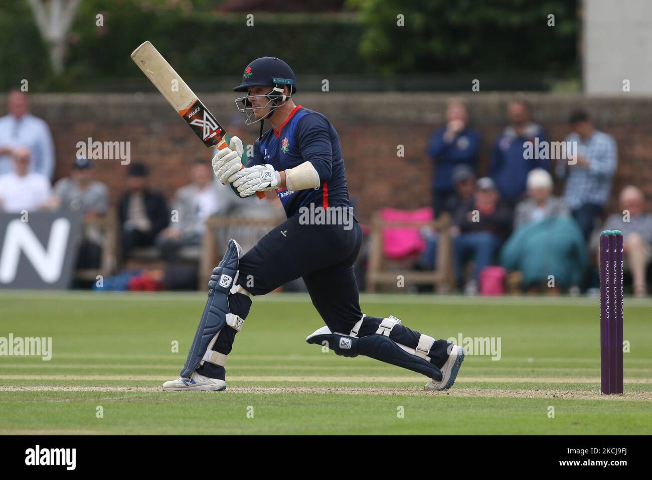 Rob Jones de Lancashire chauves-souris lors du match de la Royal London One Day Cup entre le Durham County Cricket Club et le Lancashire à Roseworth Terrace, Newcastle upon Tyne, le jeudi 5th août 2021. (Photo de will Matthews/MI News/NurPhoto) Banque D'Images