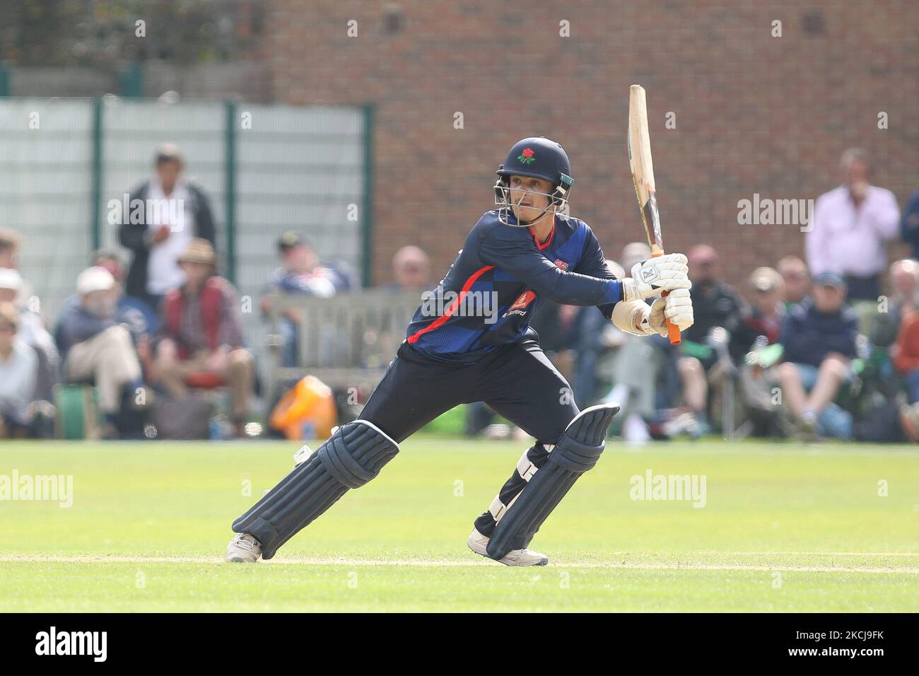 Rob Jones de Lancashire chauves-souris lors du match de la Royal London One Day Cup entre le Durham County Cricket Club et le Lancashire à Roseworth Terrace, Newcastle upon Tyne, le jeudi 5th août 2021. (Photo de will Matthews/MI News/NurPhoto) Banque D'Images