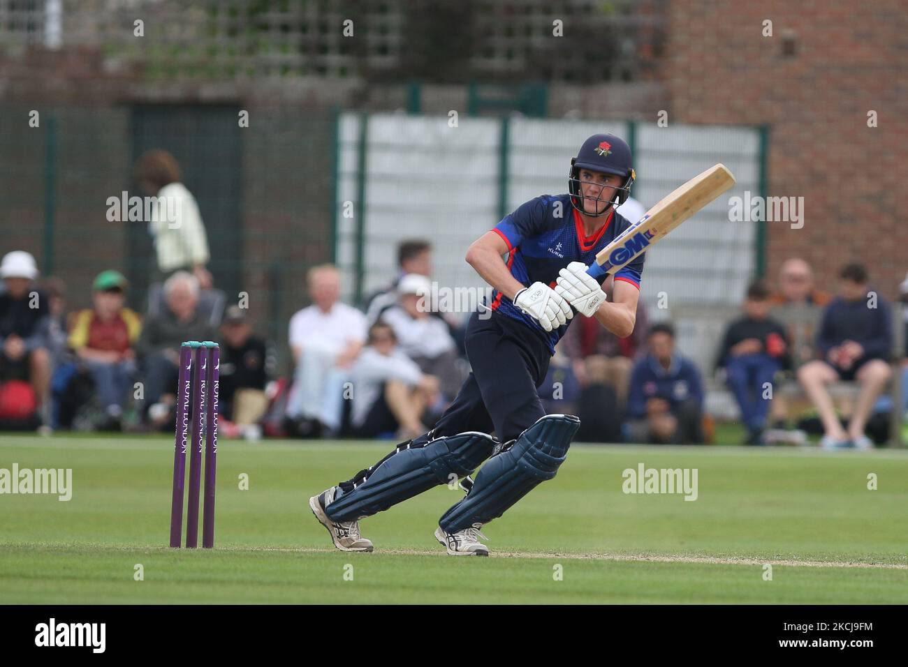 George Balderson de Lancashire chauves-souris lors du match de la Royal London One Day Cup entre Durham County Cricket Club et Lancashire à Roseworth Terrace, Newcastle upon Tyne, le jeudi 5th août 2021. (Photo de will Matthews/MI News/NurPhoto) Banque D'Images