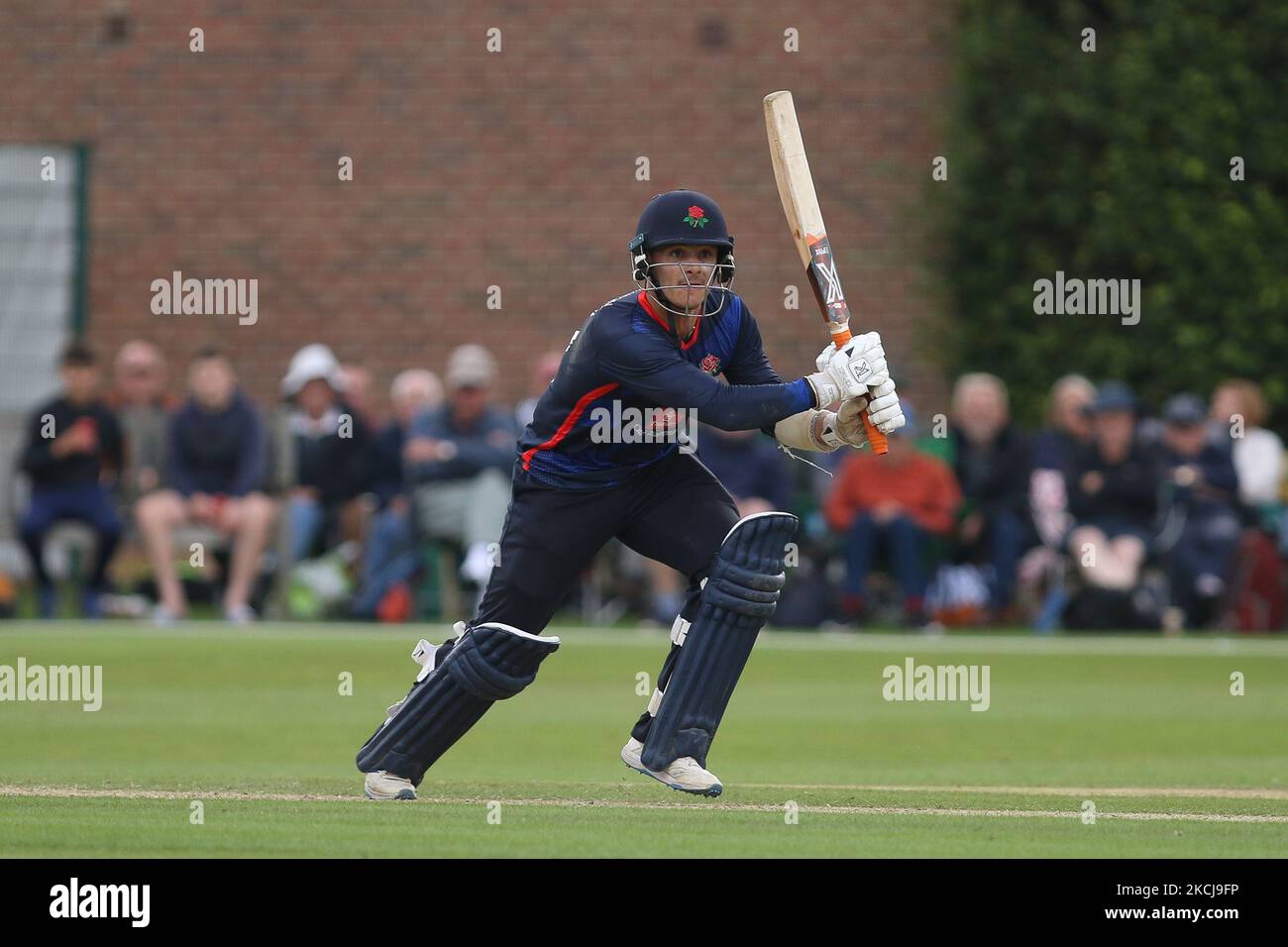 Rob Jones de Lancashire chauves-souris lors du match de la Royal London One Day Cup entre le Durham County Cricket Club et le Lancashire à Roseworth Terrace, Newcastle upon Tyne, le jeudi 5th août 2021. (Photo de will Matthews/MI News/NurPhoto) Banque D'Images