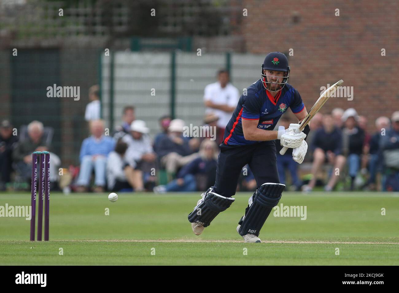 Danny Lamb of Lancashire chauves-souris lors du match de la coupe d'une journée du Royal London entre le Durham County Cricket Club et le Lancashire à Roseworth Terrace, Newcastle upon Tyne, le jeudi 5th août 2021. (Photo de will Matthews/MI News/NurPhoto) Banque D'Images