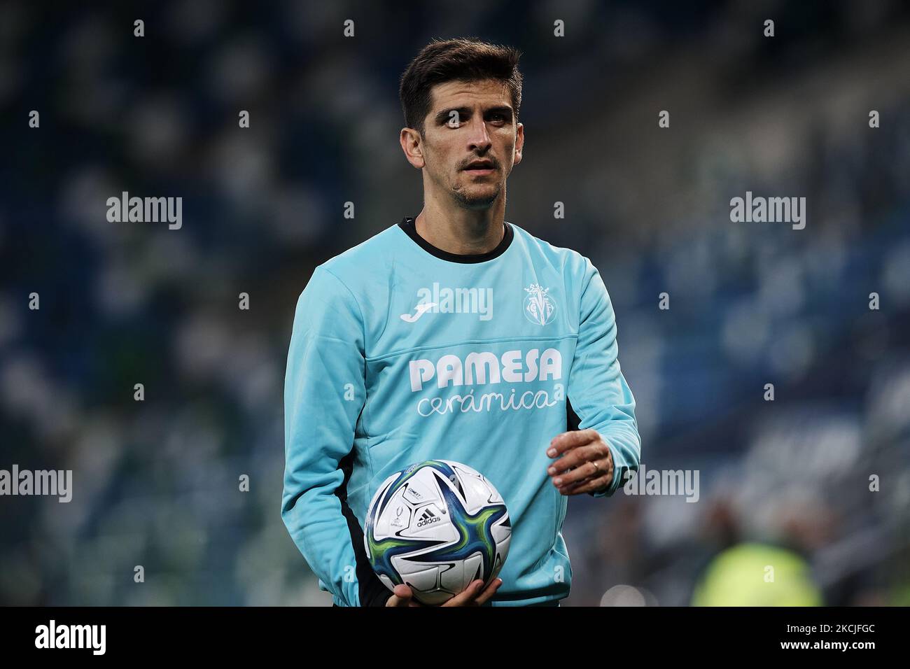 Gerard Moreno lors de la séance d'entraînement de Villarreal CF Super Cup 2021 de l'UEFA sur 10 août 2021 à Belfast, en Irlande du Nord. (Photo de Jose Breton/Pics action/NurPhoto) Banque D'Images