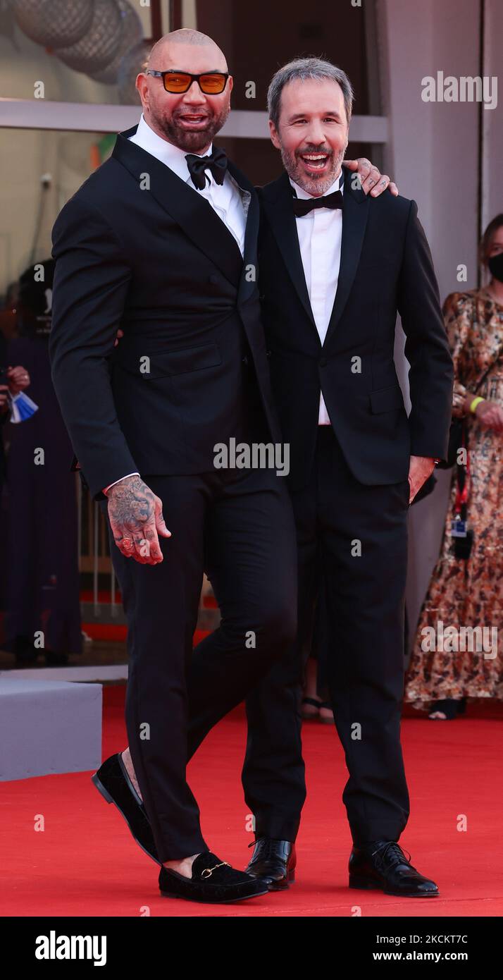 Dave Bautista, Denis Villeneuve assiste au tapis rouge du film 'Dune' lors du Festival International du film de Venise 78th sur 03 septembre 2021 à Venise, Italie. (Photo de Matteo Chinellato/NurPhoto) Banque D'Images