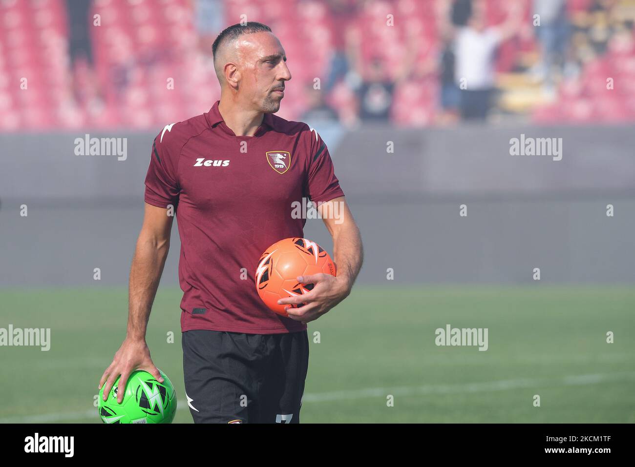 Franck Ribery lors de sa présentation comme nouvelle signature pour les Etats-Unis Salerntana 1919 au Stadio Arechi, Salerno, Italie, le 6 septembre 2021. (Photo de Giuseppe Maffia/NurPhoto) Banque D'Images