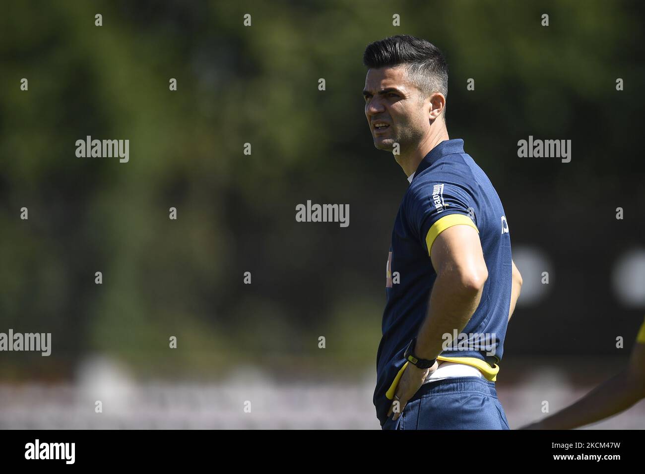 Florin Bratu, entraîneur-chef, pendant le match d'essai entre la Roumanie U21 contre le FC Buzau, joué à Bucarest, Roumanie, samedi 04 septembre 2021. (Photo par Alex Nicodim/NurPhoto) Banque D'Images