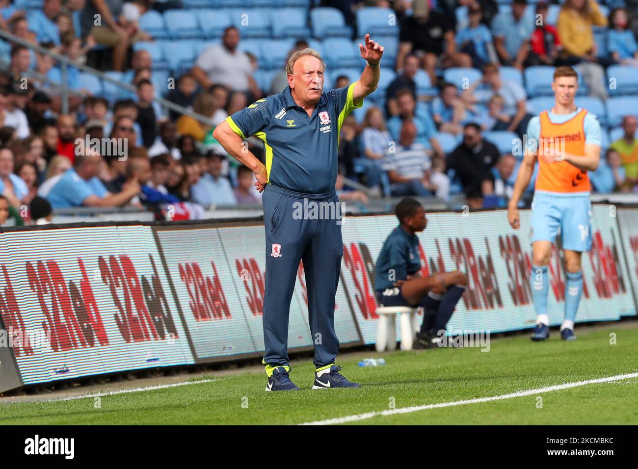 Neil Warnock, directeur de Middlesbrough, lors de la première moitié du match du championnat Sky Bet entre Coventry City et Middlesbrough à la Ricoh Arena, à Coventry, le samedi 11th septembre 2021. (Photo de John Cripps/MI News/NurPhoto) Banque D'Images