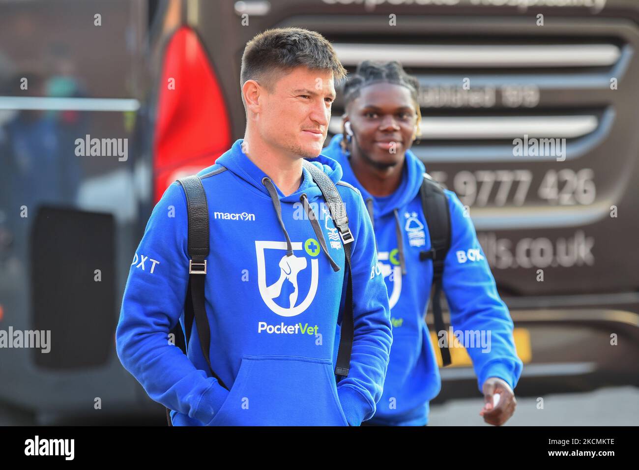 Joe Lolley, de Nottingham Forest, arrive devant le match de championnat Sky Bet entre Nottingham Forest et Middlesbrough au City Ground, à Nottingham, le mercredi 15th septembre 2021. (Photo de Jon Hobley/MI News/NurPhoto) Banque D'Images