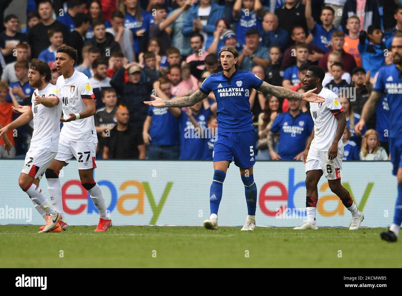 Aden Flint lors du match de championnat Sky Bet entre Cardiff City et AFC Bournemouth au stade de Cardiff City sur 18 septembre 2021 à Cardiff, pays de Galles. (Photo par MI News/NurPhoto) Banque D'Images