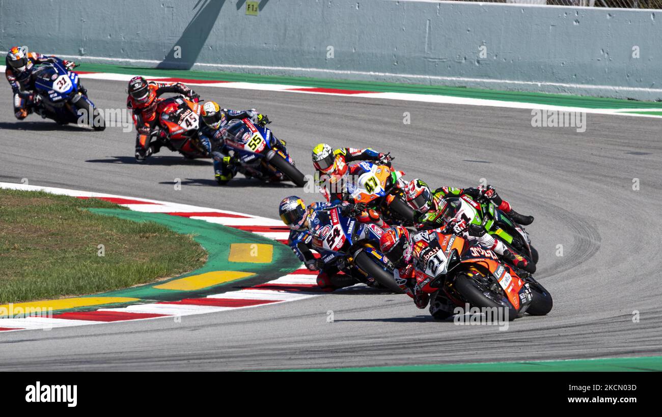 Premier tour du monde Superbike - SBK Hyunday N Catalunya Round FIM Superbike Championnat du monde 2021 - Race2 sur 19 septembre 2021 au circuit de Barcelone-Catalunya à Barcelone, Espagne (photo par Otto Moretti/LiveMedia/NurPhoto) Banque D'Images